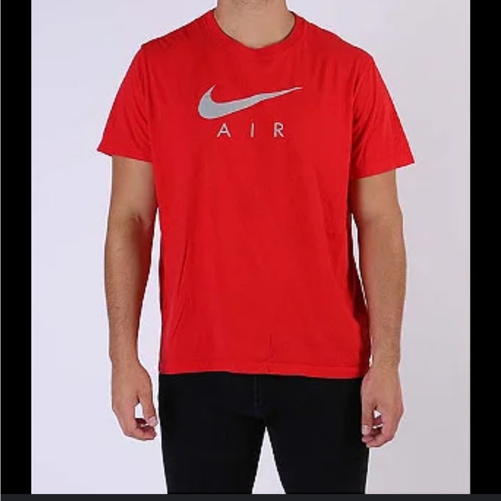 Nike Shirt - red with silver gray chest logo 100% cotton “The Nike Tee”
